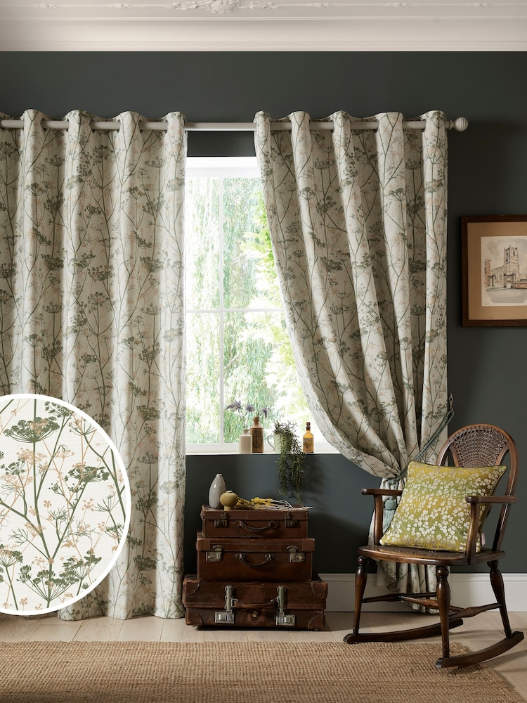 Clarissa Hulse Green Wild Chervil Eyelet Curtains - Image 1 of 2