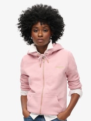 Superdry Pink Essential Logo Zip Hoodie - Image 1 of 6