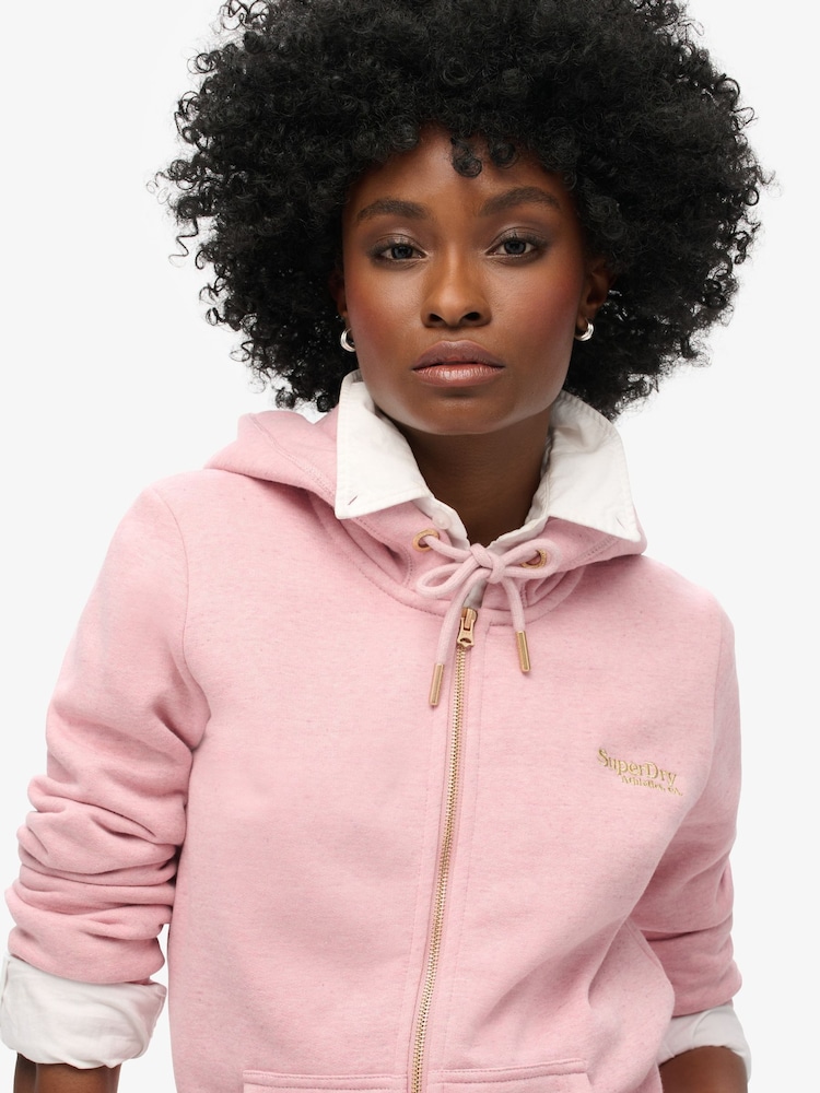 Buy Superdry Pink Essential Logo Zip Hoodie from Next Oman