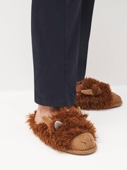 Brown Highland Cow Slippers - Image 1 of 6