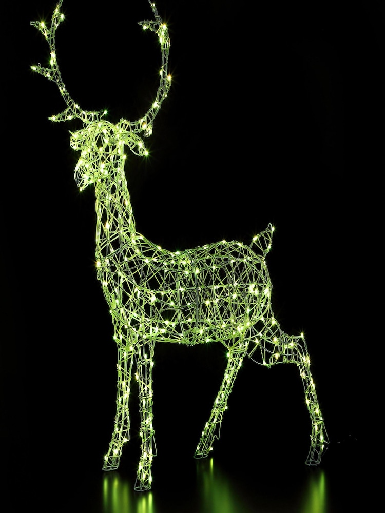 LG Outdoor White 1.4M Woburn 300 LEDs Rattan Colour Changeable Stag Decoration - Image 2 of 6