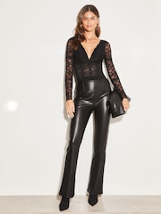 Lipsy Black Lace Long Sleeve Body - Image 3 of 4