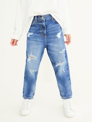 Mid Blue Denim Distressed Mom 100% Cotton Jeans (3-16yrs) - Image 2 of 7