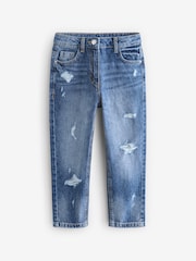 Mid Blue Denim Distressed Mom 100% Cotton Jeans (3-16yrs) - Image 5 of 7