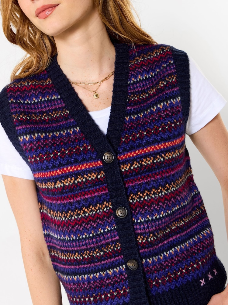 Joe Browns Freya Button Through Fairisle Vest - صورة 2 من 5