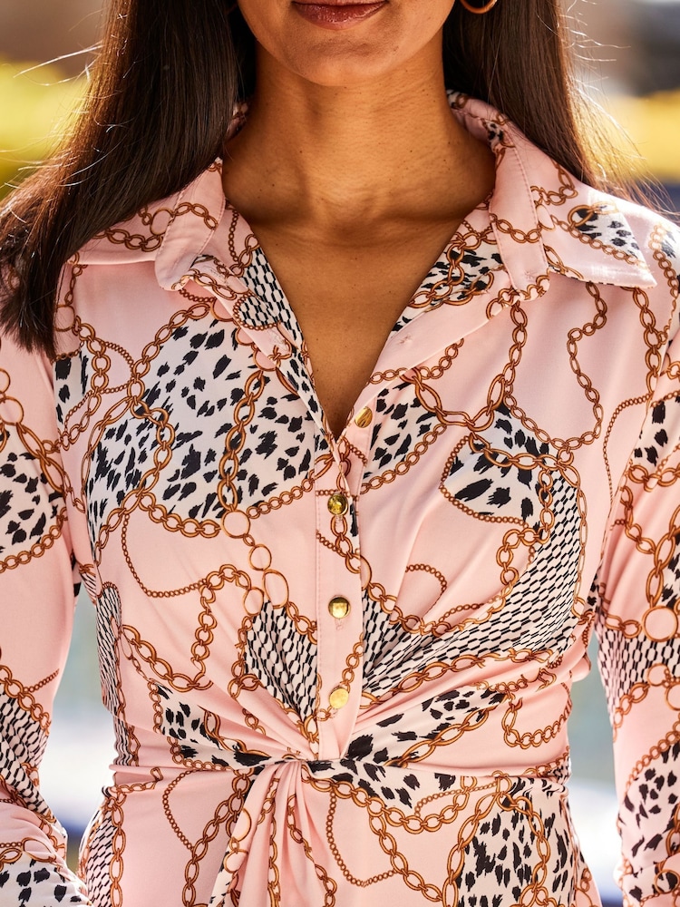 Sosandar Pink Knot Front Shirt - Image 5 of 5