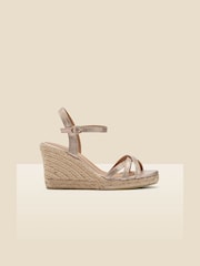 Sosandar Silver Strappy Leather Wedge Espadrilles - Image 3 of 5