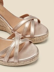 Sosandar Silver Strappy Leather Wedge Espadrilles - Image 5 of 5