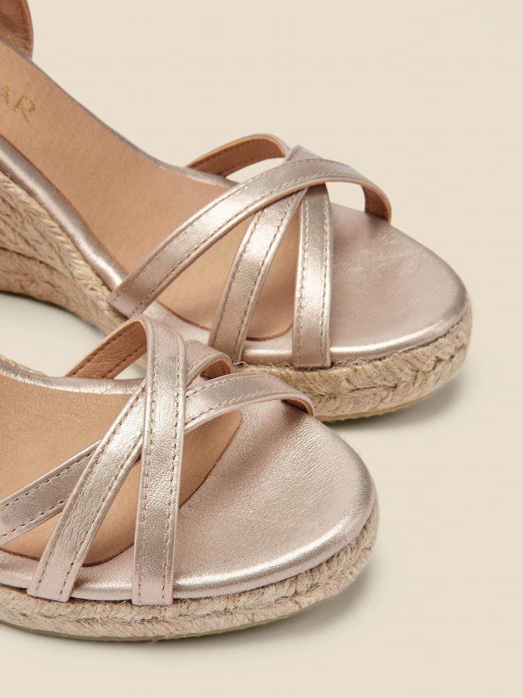 Sosandar Silver Strappy Leather Wedge Espadrilles - Image 5 of 5 Sosandar Silver Strappy Leather Wedge Espadrilles - Image 5 of 5