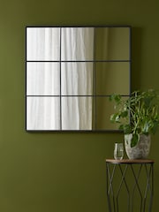 Black Metal Window Square Square Wall Mirror - Image 1 of 4