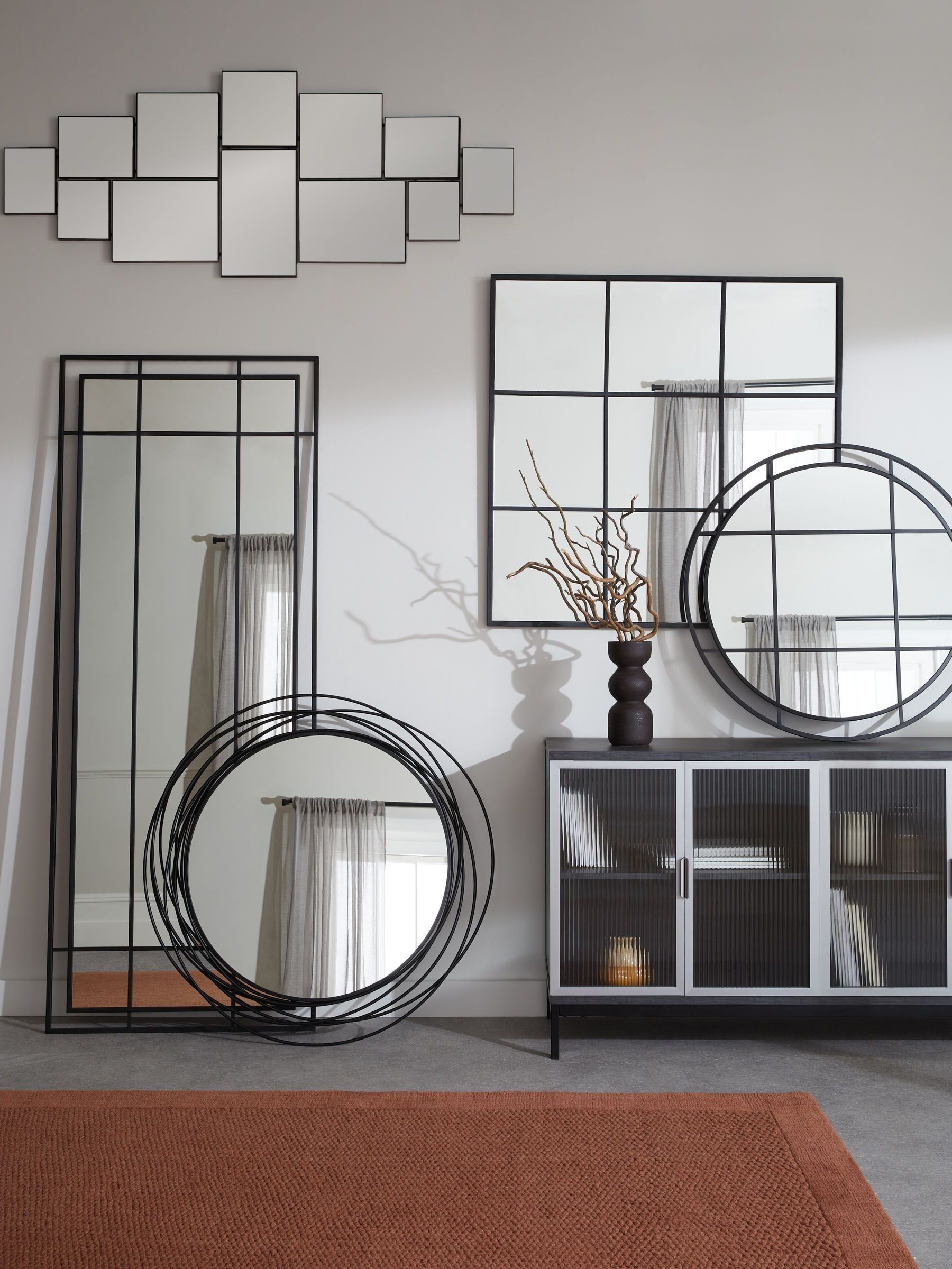 Buy Black Metal Window Square Square Wall Mirror from the Next UK online shop