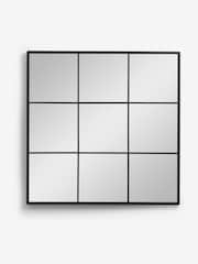 Black Metal Window Square Square Wall Mirror - Image 3 of 4