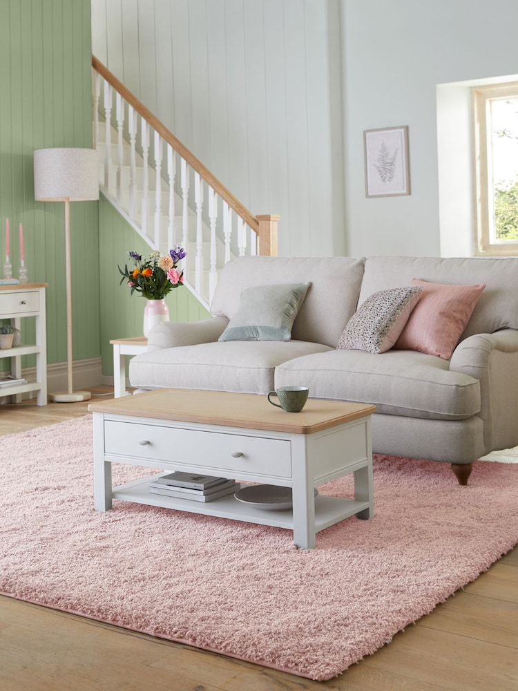 Chalk Pink Premium Cosy Shaggy Rug - Image 1 of 9