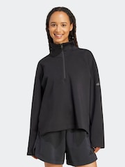adidas Black Soft Lux Quarter Zip Sweat Top - Image 1 of 6