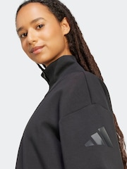 adidas Black Soft Lux Quarter Zip Sweat Top - Image 5 of 6