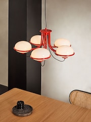 MADE.COM Red 5 Light Chandelier Piper Ceiling Light - Image 1 of 4