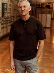 Brown Regular Fit Knitted Polo Shirt - Image 1 of 5