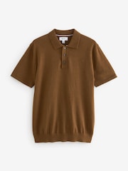 Brown Regular Fit Knitted Polo Shirt - Image 5 of 5