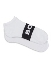 BOSS White Logo Socks 2 Pack - Image 1 of 3