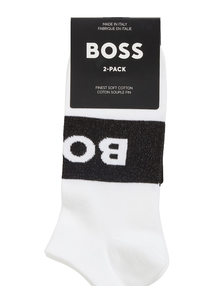 BOSS White Logo Socks 2 Pack - Image 2 of 3