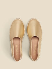 Sosandar Gold Flat Closed Toe Leather Espadrilles - Image 3 of 3