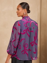 Love & Roses Burnout 3/4 Sleeve Blouse - Slika 4 od 5