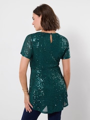 Joe Browns Green Sparkle Season Sequined Top - Image 3 of 5