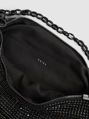 Reiss Black Trinity Draped Crystal Handbag - Image 3 of 5