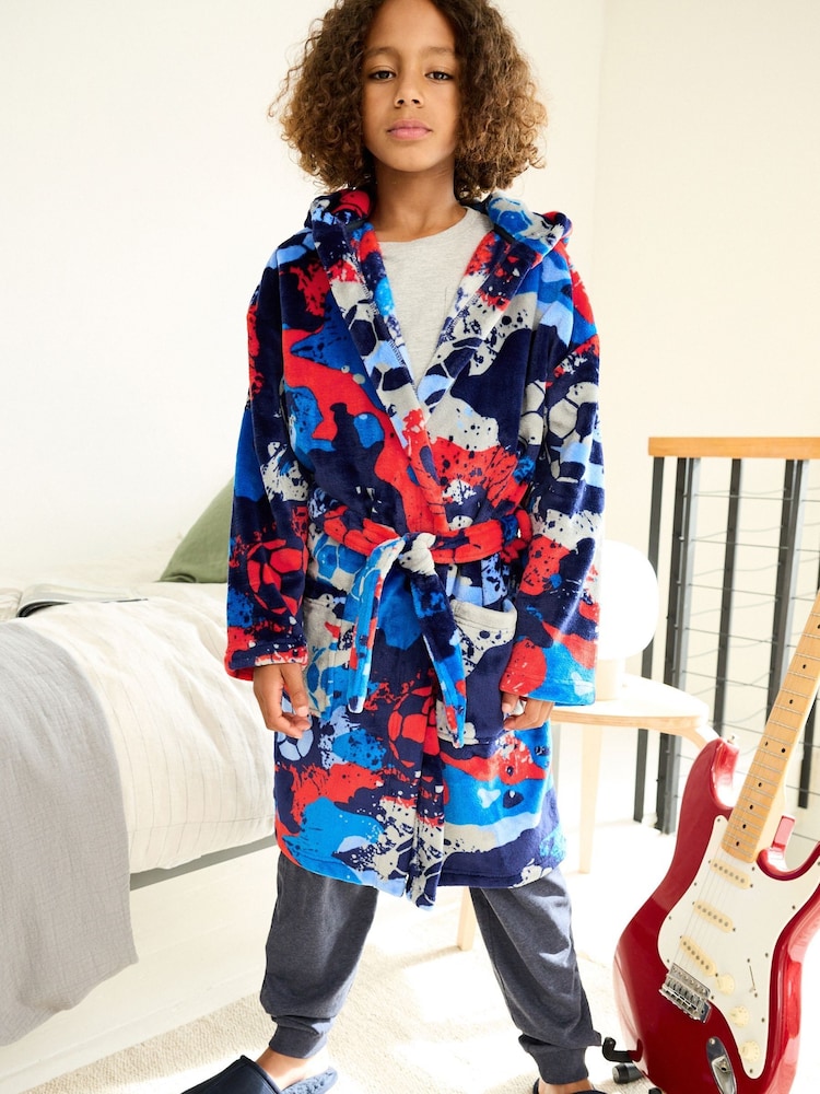 Navy Blue/Red Football Fleece Robe (3-16yrs) - Image 1 of 7