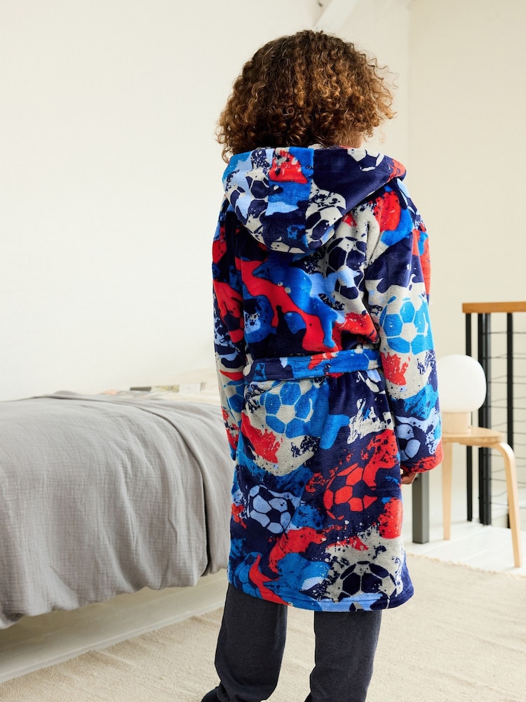 Navy Blue/Red Football Fleece Robe (3-16yrs) - Image 3 of 7