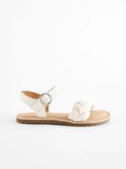 White Leather Plaited Sandals - Image 2 of 6