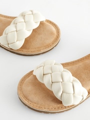 White Leather Plaited Sandals - Image 5 of 6