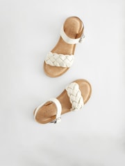 White Leather Plaited Sandals - Image 6 of 6