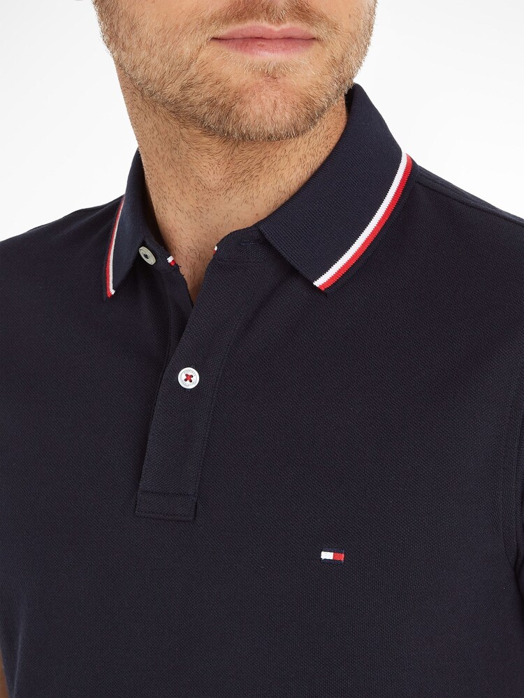 Tommy Hilfiger Blue Tipped Slim Polo Shirt - Image 3 of 3