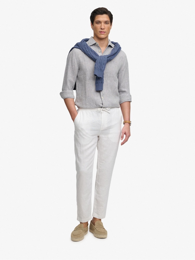 Superdry White Merchant Linen Trousers - Image 1 of 5 Superdry White Merchant Linen Trousers - Image 1 of 5