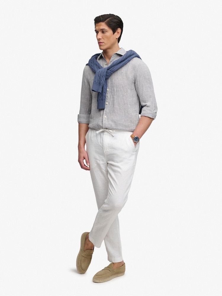 Superdry White Merchant Linen Trousers - Image 2 of 5 Superdry White Merchant Linen Trousers - Image 2 of 5