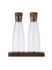 Artisan Street Clear Glass Oil And Vinegar Servers With Wooden Stand - Image 2 of 3