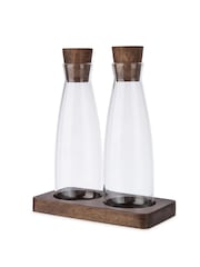 Artisan Street Clear Glass Oil And Vinegar Servers With Wooden Stand - Image 3 of 3