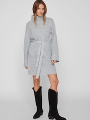 VILA Grey Long Sleeve High Neck Cosy Jumper Dress - Image 1 of 1