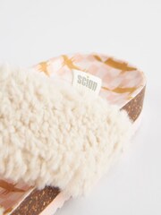 Mr Fox Teddyfell, Creme - Hausschuhe mit überkreuztem Design - Bild 5 von 6