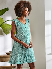 JoJo Maman Bébé Green Ditsy Print Maternity Summer Dress - Image 5 of 6