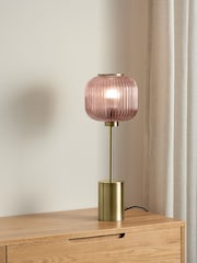 MADE.COM Pink & Antique Brass Briz Table Lamp - Image 1 of 4