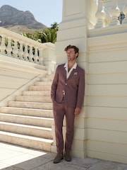 Pink Slim Fit Linen Blend Suit Jacket - Image 2 of 11