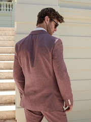 Pink Slim Fit Linen Blend Suit Jacket - Image 3 of 11