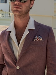 Pink Slim Fit Linen Blend Suit Jacket - Image 4 of 11