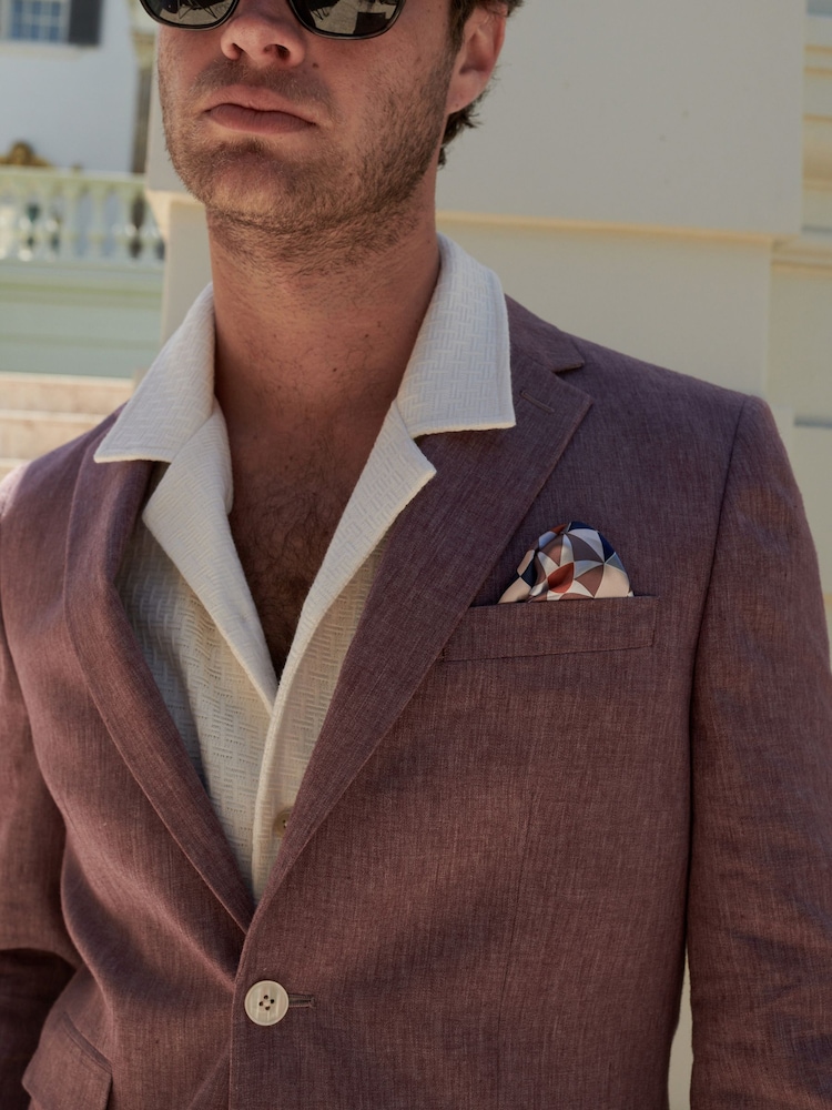 Pink - Slim Fit Linen Blend Suit Jacket - Image 4 of 11
