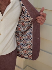 Pink Slim Fit Linen Blend Suit Jacket - Image 6 of 11