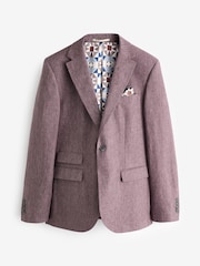 Pink Slim Fit Linen Blend Suit Jacket - Image 7 of 11