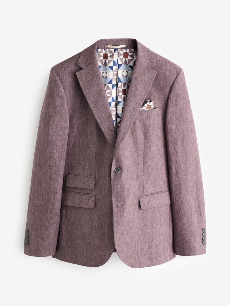 Pink - Slim Fit Linen Blend Suit Jacket - Image 7 of 11