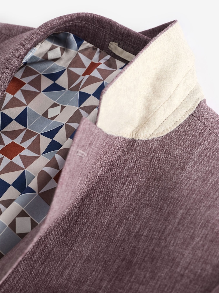Pink - Slim Fit Linen Blend Suit Jacket - Image 8 of 11